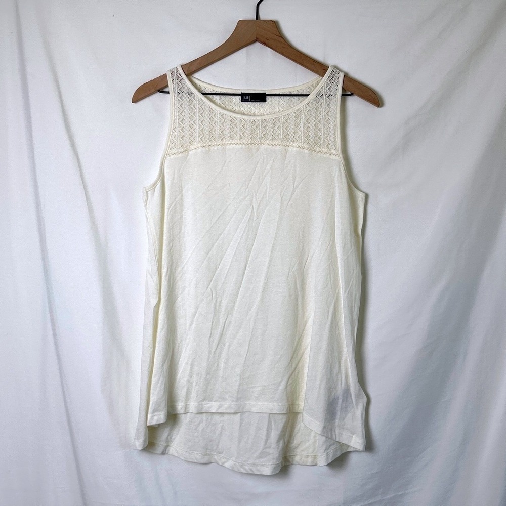 GAP Womens Crochet Lace Tank Top Cream Size S Boho Festival Layering Cottagecore